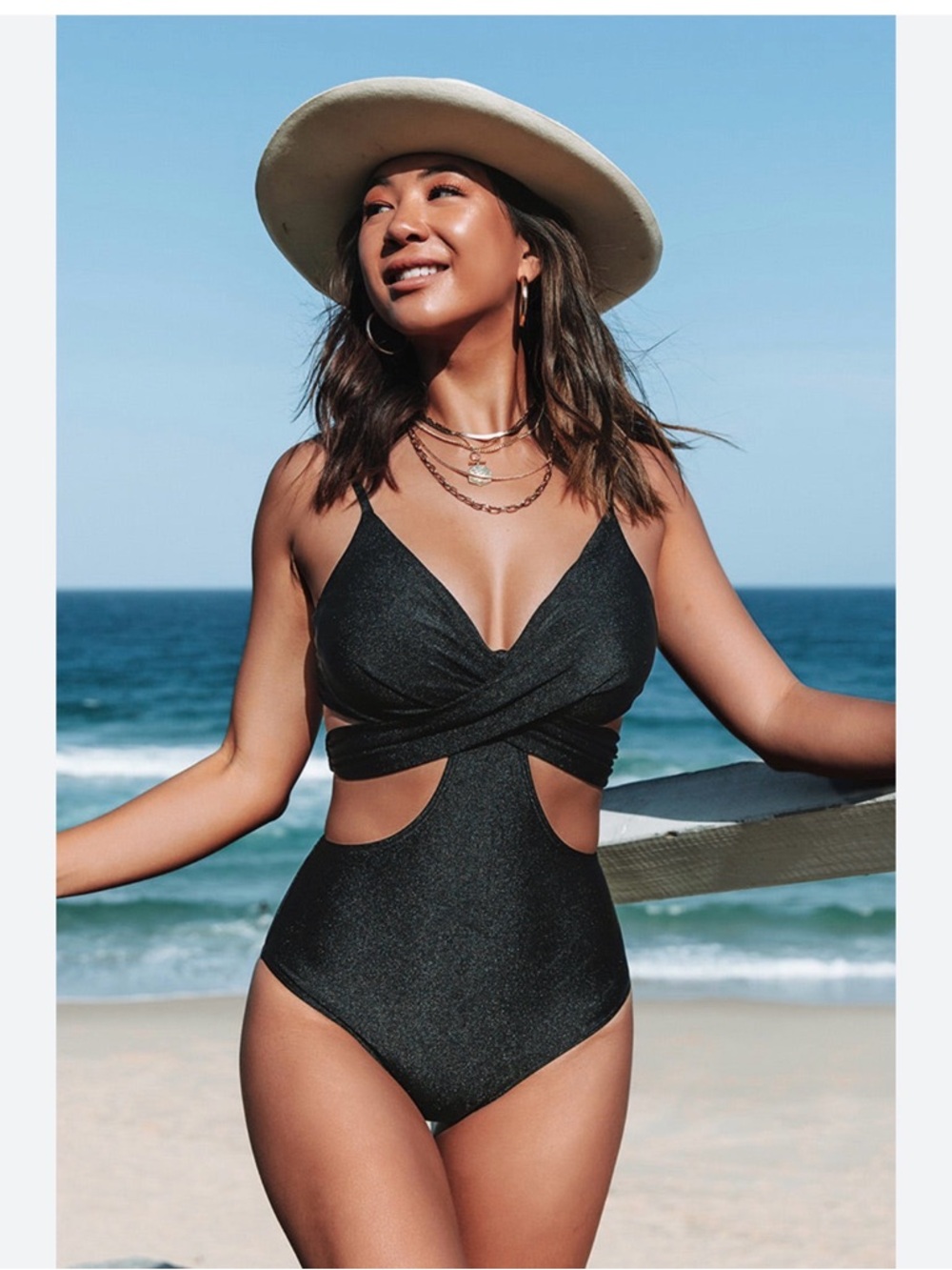 NWT Cupshe Mollie Crisscross Tie Back One Piece Sz M